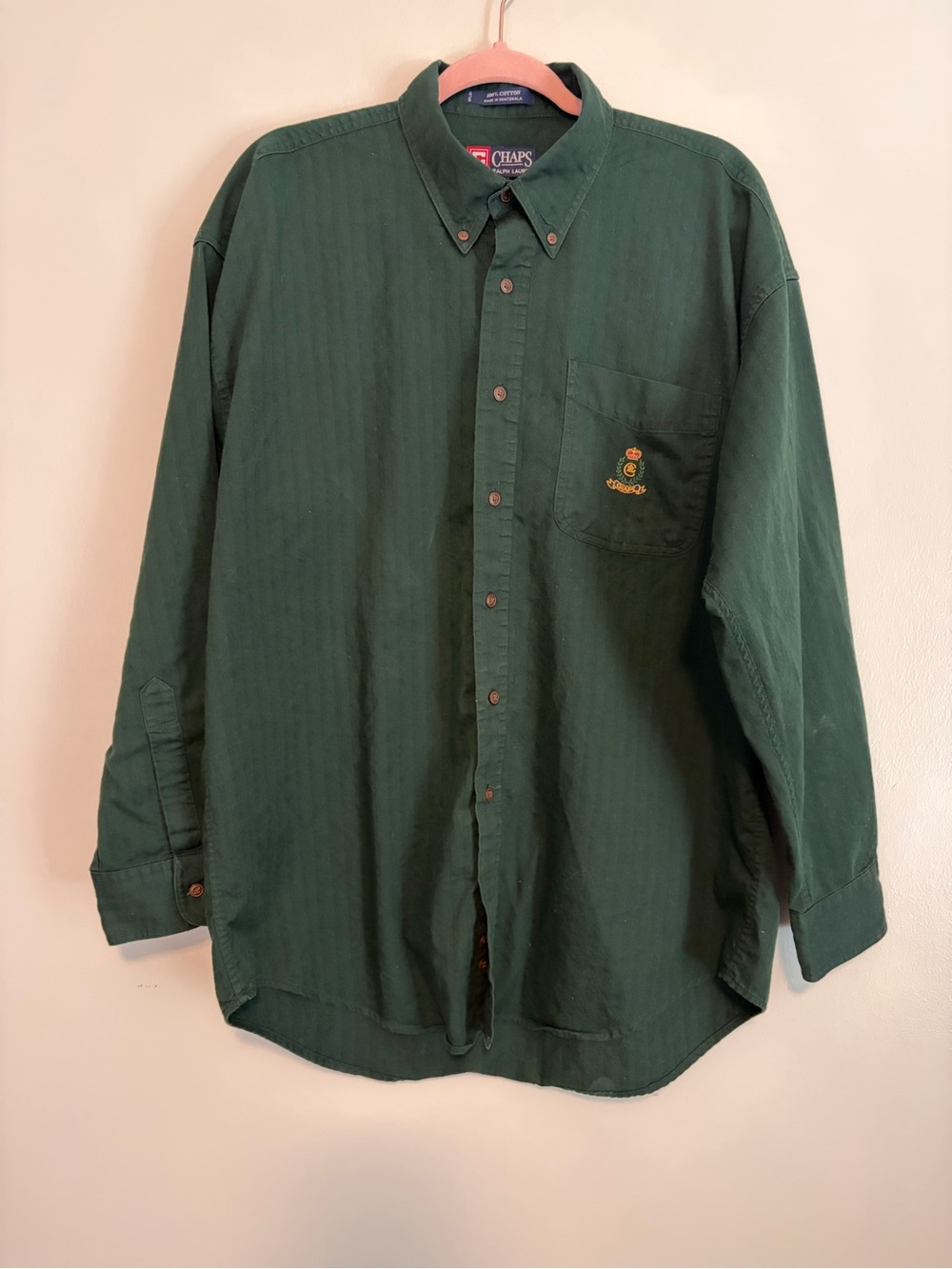 Vintage chaps Ralph Lauren forest green crest logo Button-Down Shirt